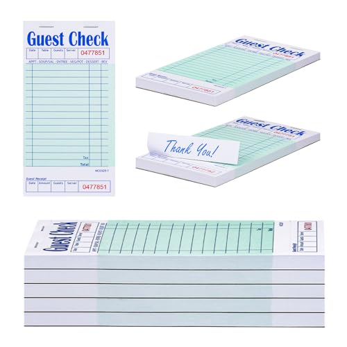 Methdic Guest Checks Server Note Pads 250 Orders Waitress Notepad for Restaurants (5 Books)