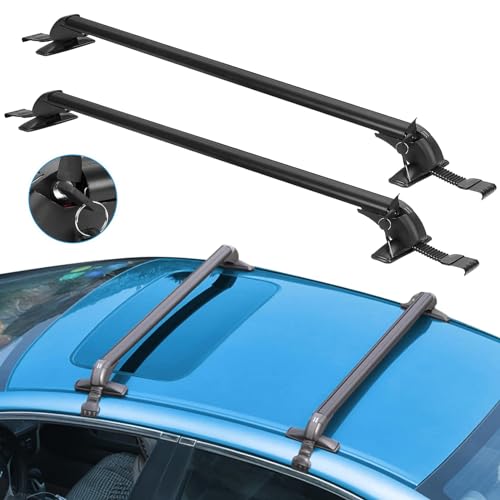KOCASO Universal Roof Rack Cross Bars, 48' Aluminum Lockable Car Top Crossbars with Anti-Theft Lock, Adjustable Window Frame for Bare Roof Kayak Bike Rooftop Cargo Carrier Luggage 165LBS Max Load