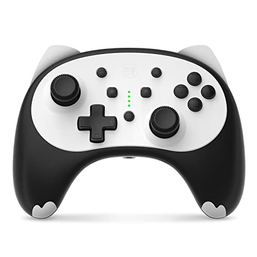 IINE Cute Switch Controller, Bluetooth Cartoon Kitten Nintendo Switch Controllers Wireless, Kawaii Light Switch Gaming PC Controller with TURBO/Double Vibration Function (Black)