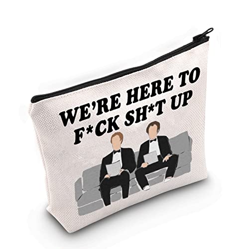 LEVLO Step Brother TV Show Cosmetic Make Up Bag Brennan Dale Fans Gift We're Here To f*ck sh*t up Step Brothers Makeup Zipper Pouch Bag For Friend Family (We're Here)