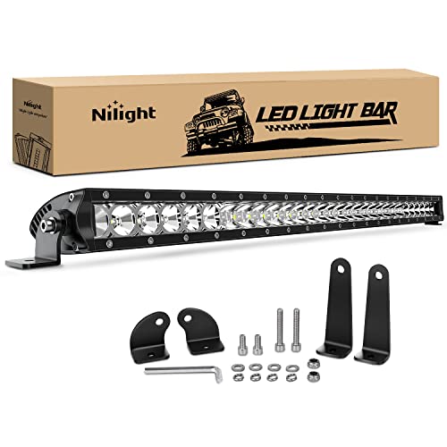 Nilight - 40005C-A 31inch 150W Spot & Flood Combo Single Row 14500LM Off Road LED Fog & Driving Roof Bumper Light Bars for Jeep Ford Trucks Boat, 2 Years Warranty