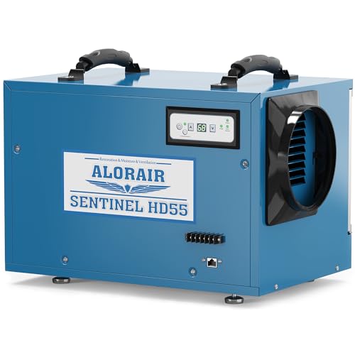 ALORAIR Commercial Dehumidifier 113 Pint, with Drain Hose for Crawl Spaces, Basements, Industry Water Damage Unit, Compact, Portable, Auto Defrost, Memory Starting, 5 Years Warranty, Sentinel HD55