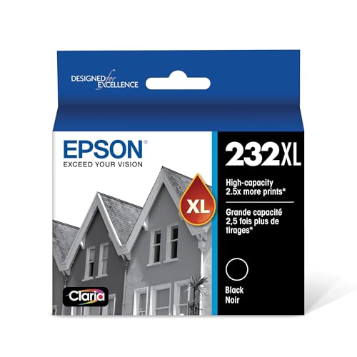 EPSON 232 Claria Ink High Capacity Black Cartridge (T232XL120-S) Works with WorkForce WF-2930, WF-2950, Expression XP-4200, XP-4205