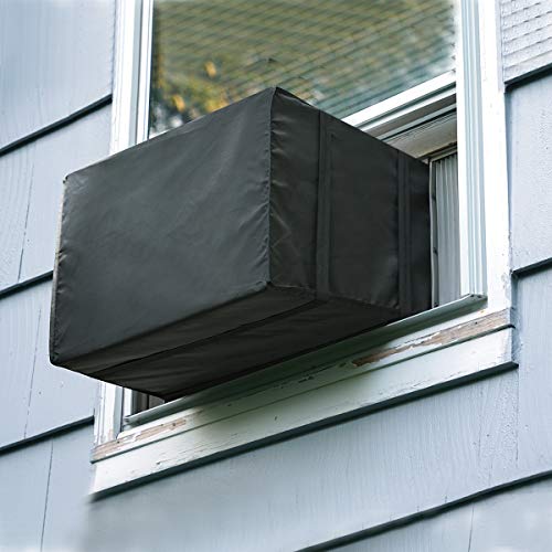 Window Air Conditioner Cover Outdoor, Luxiv Outside Window AC Unit Cover Black Dust-proof Waterproof AC Cover Outdoor Window AC Protection Cover (25.5Wx20.5Dx18H)