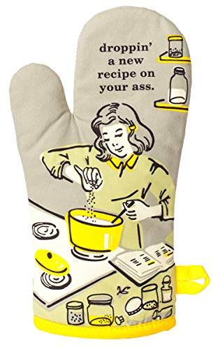 Blue Q Oven Mitt, Droppin' a New Recipe on Your Ass, Super-Insulated Quilting, Natural-Fitting Shape, 100% Cotton