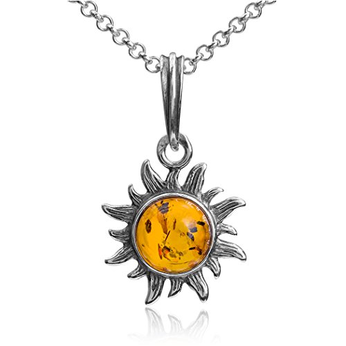 Ian and Valeri Co. Amber Sterling Silver Sun Tiny Pendant Necklace 18 Inches