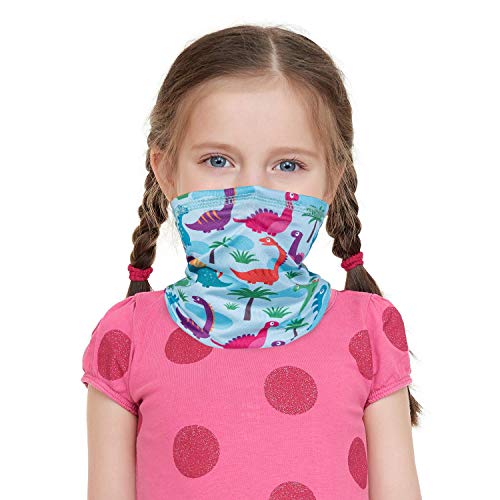 Laraine Kids Neck Gaiters Face Mask Cooling Bandana Children Face Scarf Balaclava UV Protection(Dinosaur)