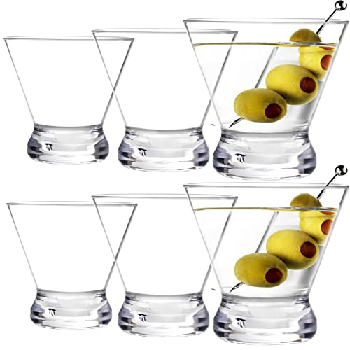 Youngever 6 Pack Plastic Martini Glasses, 10 Ounce Shatterproof Martini Cups, Stemless Martini Glasses