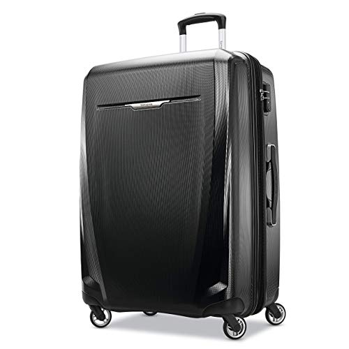 Samsonite Winfield 3 DLX Hardside Expandable Luggage with Spinners, Checked-Large 28-Inch, Black