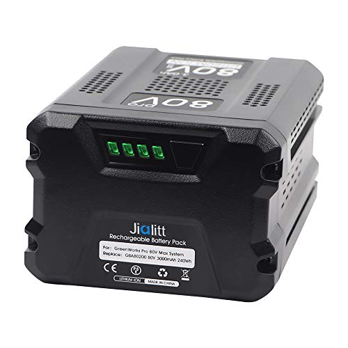 Jialitt 80V 3.0Ah Replacement Battery for Greenworks 80V Max Lithium Ion Battery GBA80200 GBA80250 GBA80400 GBA80500 (Not for Kobalt)