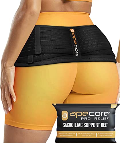 APECORE Sacroiliac Si Hip Belt for Women and Men, Alleviates Sciatic, Pelvic, Lower Back, Leg and Sacral Nerve Pain Caused by Si Joint Dysfunction