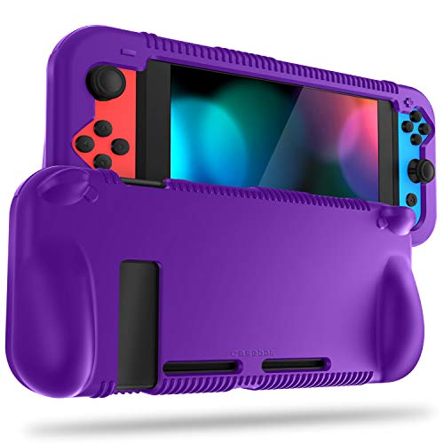 FINTIE Silicone Case Compatible with Nintendo Switch - Soft [Anti-Slip] [Shock Proof] Protective Cover with Ergonomic Grip Design, Drop Protection Grip Case (Purple)