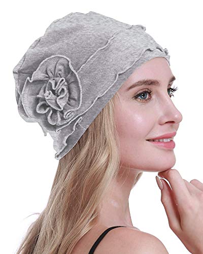 osvyo Chemo Headwear Turban Cap for Women - Cancer Beanie Hair Loss Sealed Packaging Light Grey