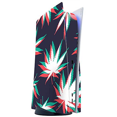 ITS A Skin Skins Compatible with Sony Playstation 5 Console Disc Edition - Protective Decal Overlay Stickers wrap Cover - 3D Holographic Weed Pot Leaf