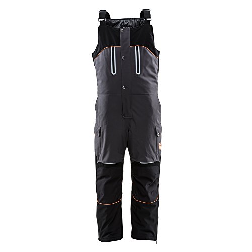 RefrigiWear PolarForce Warm, Insulated Bib Overalls, -40°F Comfort Rating, (Black/Charcoal), (Large)