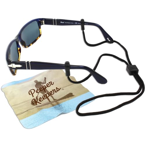 Peeper Keepers Eyeglass Retainer & Sunglass Holder Supercord Adjustable, Black, 3pk