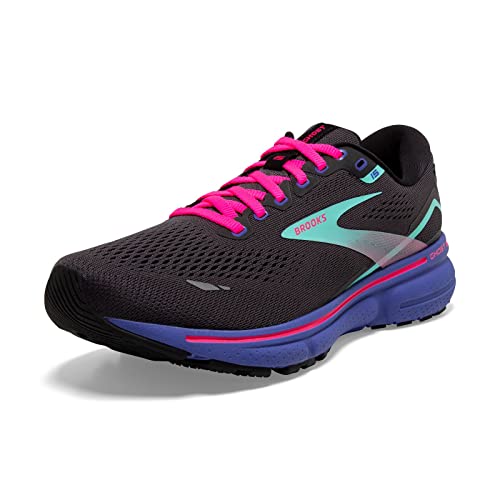 Brooks Women's Ghost 15 Neutral Running Shoe - Black/Blue/Aruba - 9 Medium