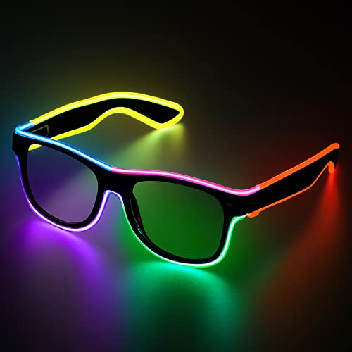 YouRfocus Led Light up Glasses Multi-Color Glow in the Dark Glasses for Rave Party, EDM, Halloween.. (6 colors)