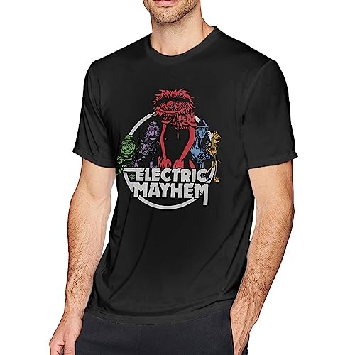 Dr Rock Teeth and The Music Electric Band Mayhem Short Sleeve T Shirts for Men,Fashion Mens Crewneck T Shirt Personalized Cotton Graphic Tee Shirts Tops for Men Adults Apparel 3X-Large Black Shirt