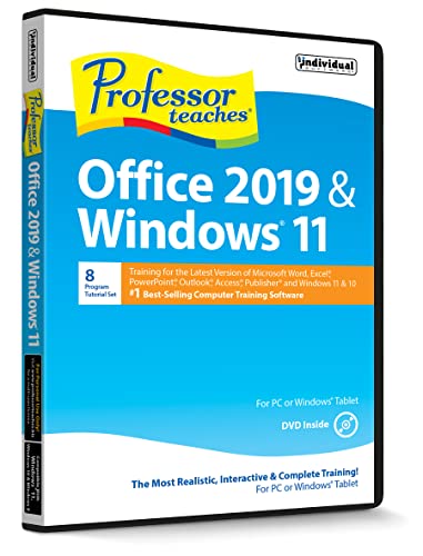 Professor Teaches Office 2019 & Windows 11 Computer Training - Software for Microsoft Office & Windows 11 Includes Interactive Training for Word, Excel, PowerPoint, Outlook, Windows 11, & More – CD
