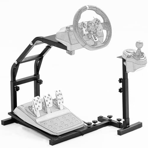 Marada Steering Wheel Stand Adjustable Fit for LogitechG29/G920/G923 Thrustmaster T248/T300/T300RS/TX F458/T500 Racing Wheel Stand Driving Sim Stand, Shifter Steering Wheel and Pedal Not Included