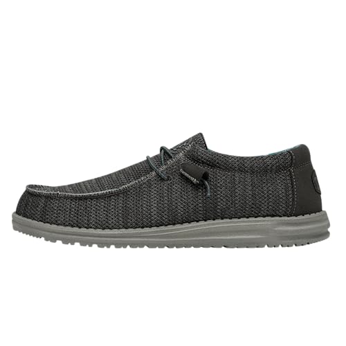 Hey Dude Men's Wally Sox Charcoal Men's 8 & Women's 10 | Men's Loafers | Men's Slip On Shoes | Comfortable & Light-Weight