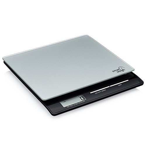 Smart Weigh Professional USPS Postal Scale with Tempered Glass Platform, Multiple Weighing Modes and Tare Function, Silver Shipping Scale, Platform Scale, 11 pounds/ 5 Kilograms