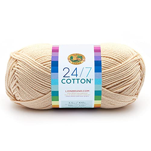 Lion Brand Yarn (1 Skein) 24/7 Cotton Yarn, Ecru