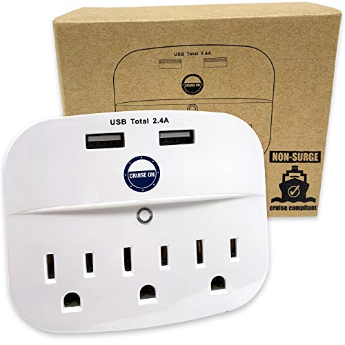Cruise Power Strip No Surge Protector with USB Outlets - Ship Approved (Non Surge Protection) Cruise Essentials in 2024 & 2025 (White)