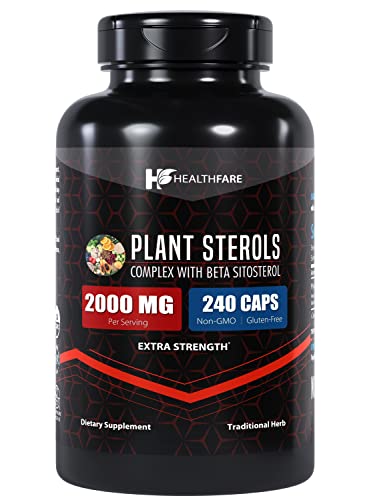 Healthfare Plant Sterols 2000mg | 240 Count | Extra Strength Capsules with Beta Sitosterol | Gluten-Free & Non-GMO