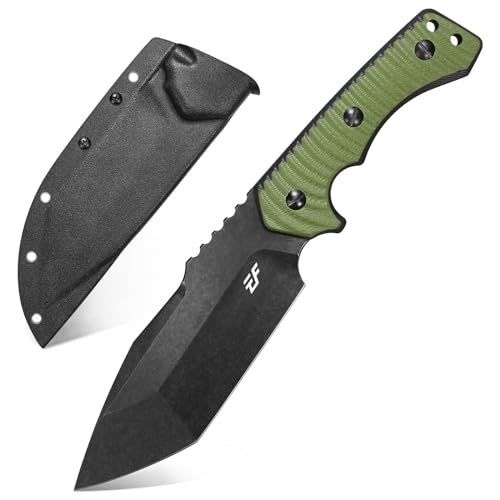Eafengrow EF142 Fixed Blade Knife 2.2' Width DC53 Steel Blade Two Tone G10 Handle Full Tang Fixed Knifes EDC Straight Knife for Outdoor Working Camping Hunting Bushcraft (Black)