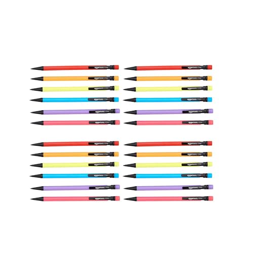 Amazon Basics Mechanical Pencils, Medium Point (0.7 mm) - 24-Pack, Multicolor