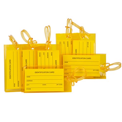7 Pack TravelMore Luggage Tags for Suitcases, Flexible Silicone Travel ID Identification Labels Set for Bags & Baggage – Yellow