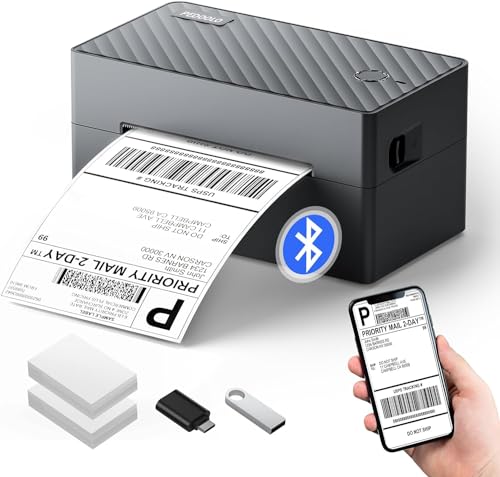 PEDOOLO Label Printer, Bluetooth Shipping Label Printer, 4x6 Thermal Printer for Shipping Packages, Compatible with Android. iOS.Windows, Mac, Chromebook, Amazon, Ebay, UPS.USPS, FedEx, Shopify