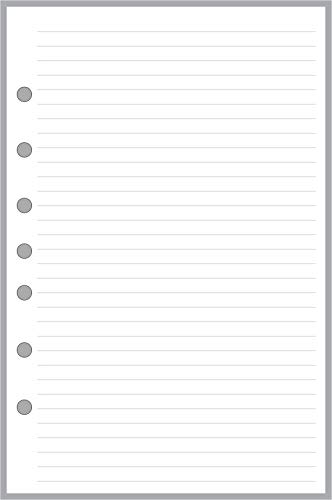 Classic Size Notes Insert with Simple Lines Spaced 1/4', Sized and Punched with 7 Holes for 7-Ring Notebooks such as Franklin Covey, Day Timer, etc. (5.5' x 8.5')