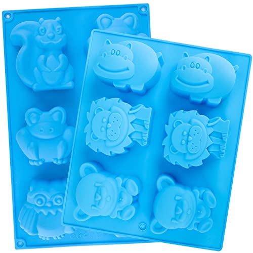 Beasea Animal Soap Molds, 2 Pack Large Jello 3D Silicone Mat Chocolate Cake Fondant Candy Cookie Baking Making Clay Ice DIY Hard Resin Gummy Cube Tray Set Decoration Handmade Craft Bear Shape for Kids