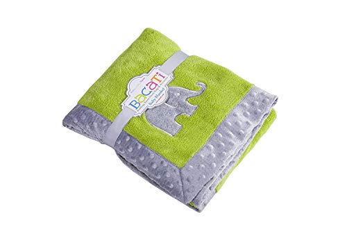 Bacati Elephants Blankets, Lime with Grey Border