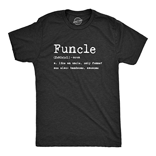 Crazy Dog Mens Funcle Definition T Shirt Funny Graphic Crazy Uncle Family Tee Novelty Print Tshirt with Retro Typewriter Text from Niece or Nephew Heather Black L