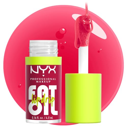 NYX PROFESSIONAL MAKEUP Fat Oil Lip Drip, Moisturizing, Shiny and Vegan Tinted Lip Gloss - Newsfeed (Rose Nude)