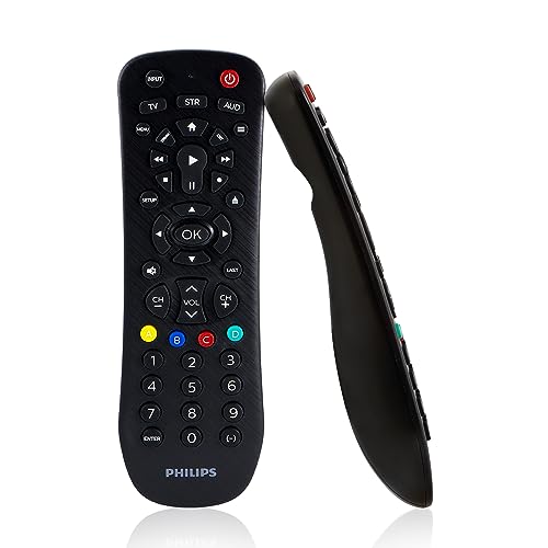 Philips Universal Remote Control, Universal TV Remote Replacement, Samsung TV Remote Control Universal, for Roku Remote Replacement, Vizio, LG, Sony, Apple TV, Smart TVs, 3 Device, Black, SRP9232D/27