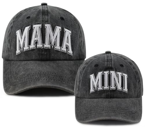 Mommy and Me Matching Outfits, Funny Embroidered Mama and Mini Hats, 2PCS Mom and Daughter Baseball Cap, Adjustable Cotton Mother Son Caps, Mother's Day Christmas Birthday Gifts for Mama Women Kids