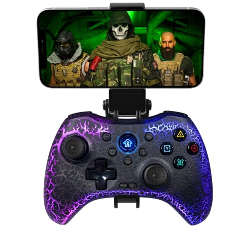 Koiiko Wireless Game Controller Cracked Gamepad for iOS Android PC NS Switch PS4 PS3 Steam Deck: Works with iPhone 15/14/13/X, iPad, Samsung, Call of Duty - Programmable/Turbo/LED Light, Direct Play