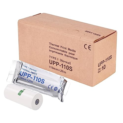10 Rolls Compatible for Sony UPP-110S, Sony Ultrasound Thermal Print 110 Film/Media Black and White, 110mm x 20m, Black and White Printers Type I