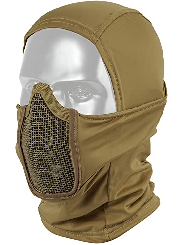 OneTigris Balaclava Mesh Mask, Ninja Tactical Mask with Full Face Protection for Outdoor (Tan)