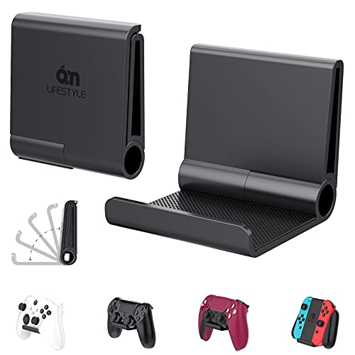 4 Pack Foldable Controller Holder Wall Mount for Xbox Switch Pro PS5 PS4 PS3 Strong Adhesive/Screw Upgraded Controller Stand Hanger with Anti-slip Pad Universal Game Controller & Headphone Accessories