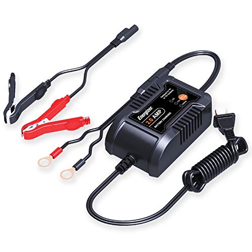 Energizer 2-Amp Battery Charger/Maintainer, 9-Step Smart Battery Car Charger, LCD Display, 6V/12V Voltage Detection for Auto, Motorcycle, RV, Boat,SUV
