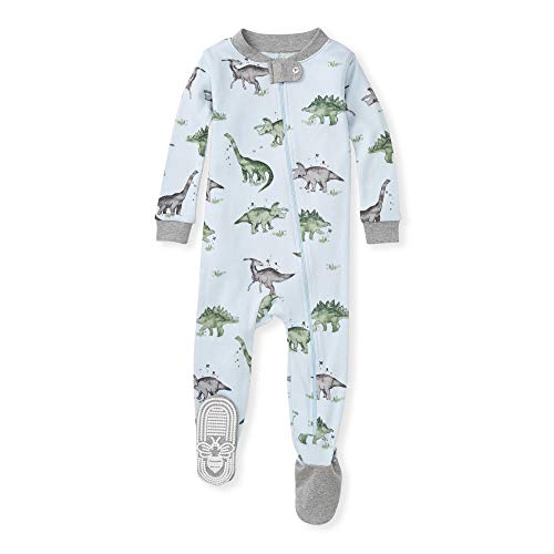 Burt's Bees Baby Baby Boys Pajamas, Zip-front Non-slip Footed Pjs, Organic Cotton and Toddler Sleepers, Happy Herbivores, 12 Months US