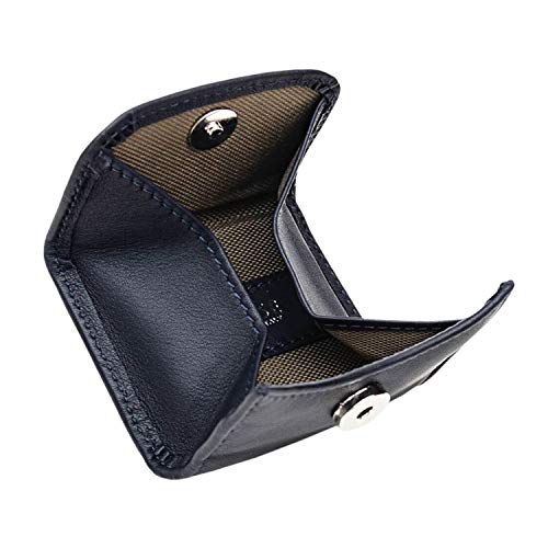 Maruse Slim Handmade Italian Leather Coin Purse with Magnetic Closure, Navy