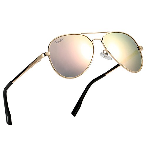 Pro Acme Small Polarized Aviator Sunglasses for Adult Small Face and Junior, UV400 Protection Mirrored Lens Metal Frame 52mm