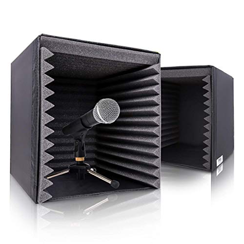 Pyle 2-Pc Recording Shield Box-Microphone Foam Booth Cube, Sound Dampening Filter Audio, Acoustic Noise Isolator Platform w/Wedgie Padding (PSIB27X2)